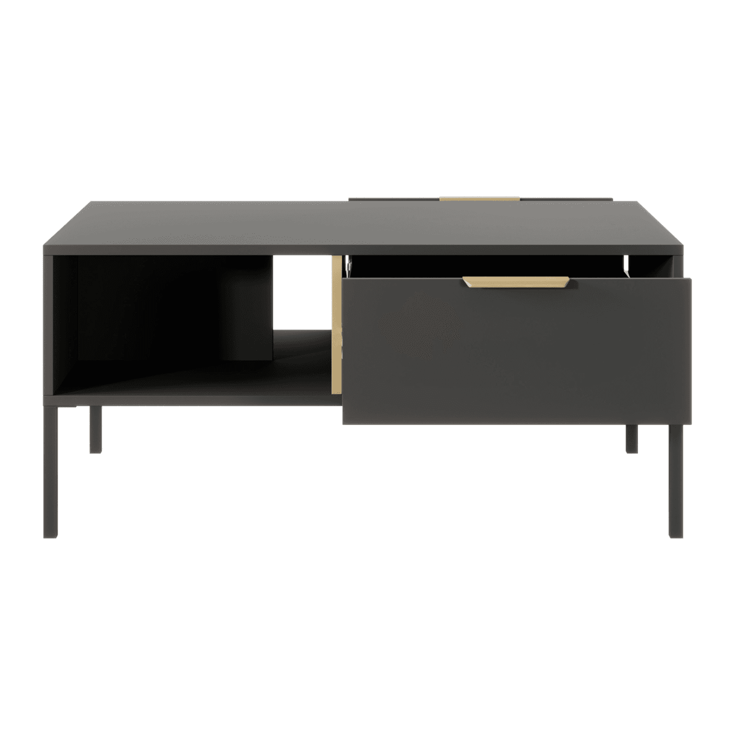 Stolik Kawowy Muri w kolorze antracyt ze złotymi uchwytami