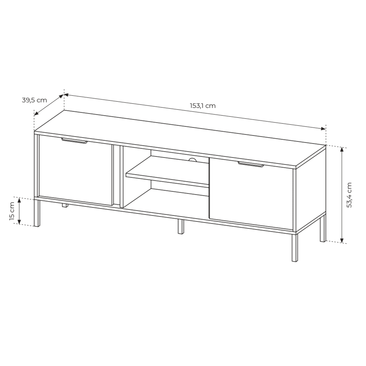 Nowoczesna Szafka RTV do salonu Muri w kolorze Antracyt