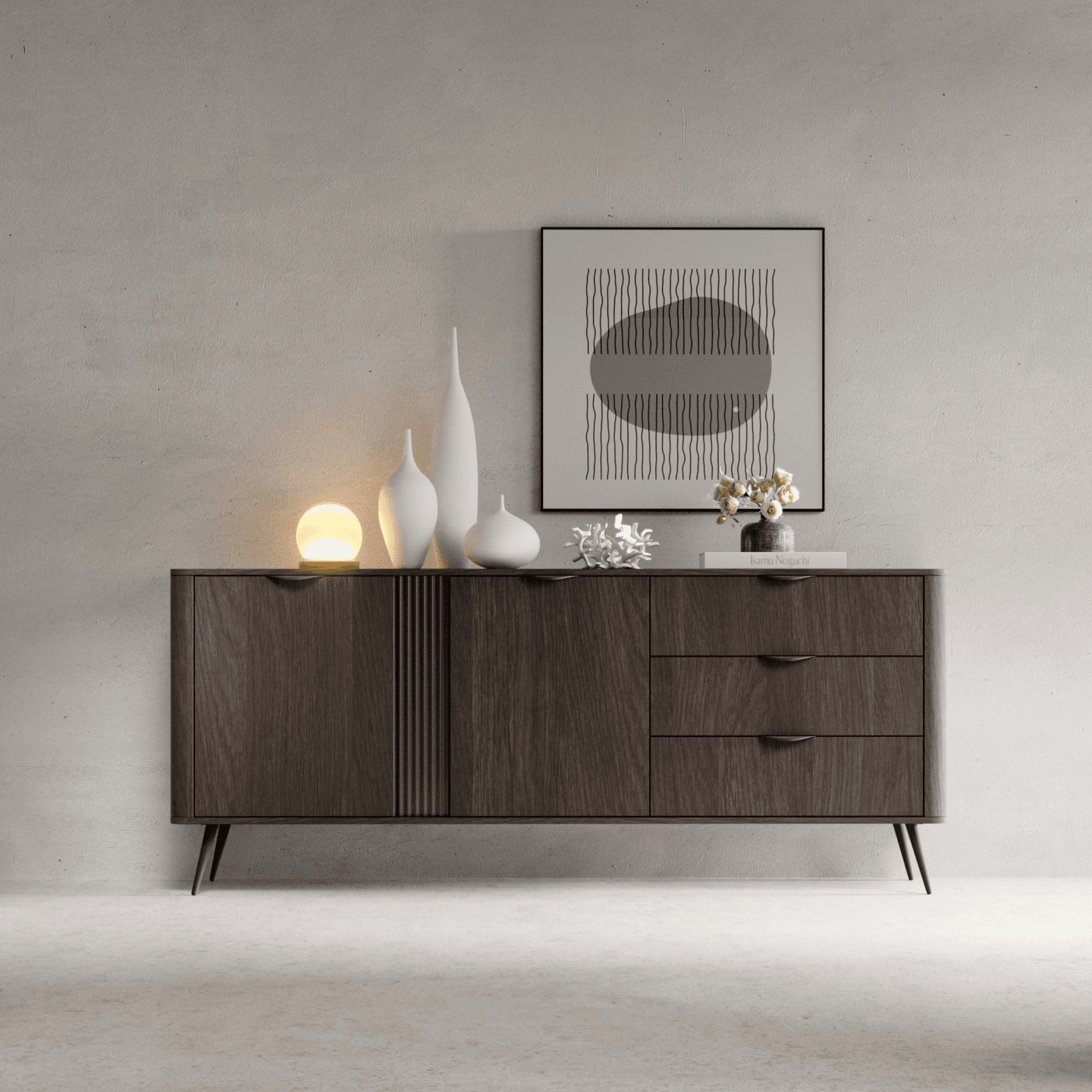 Komoda Nori 195 cm Dąb dunin + czarne nogi - zdjęcie 2