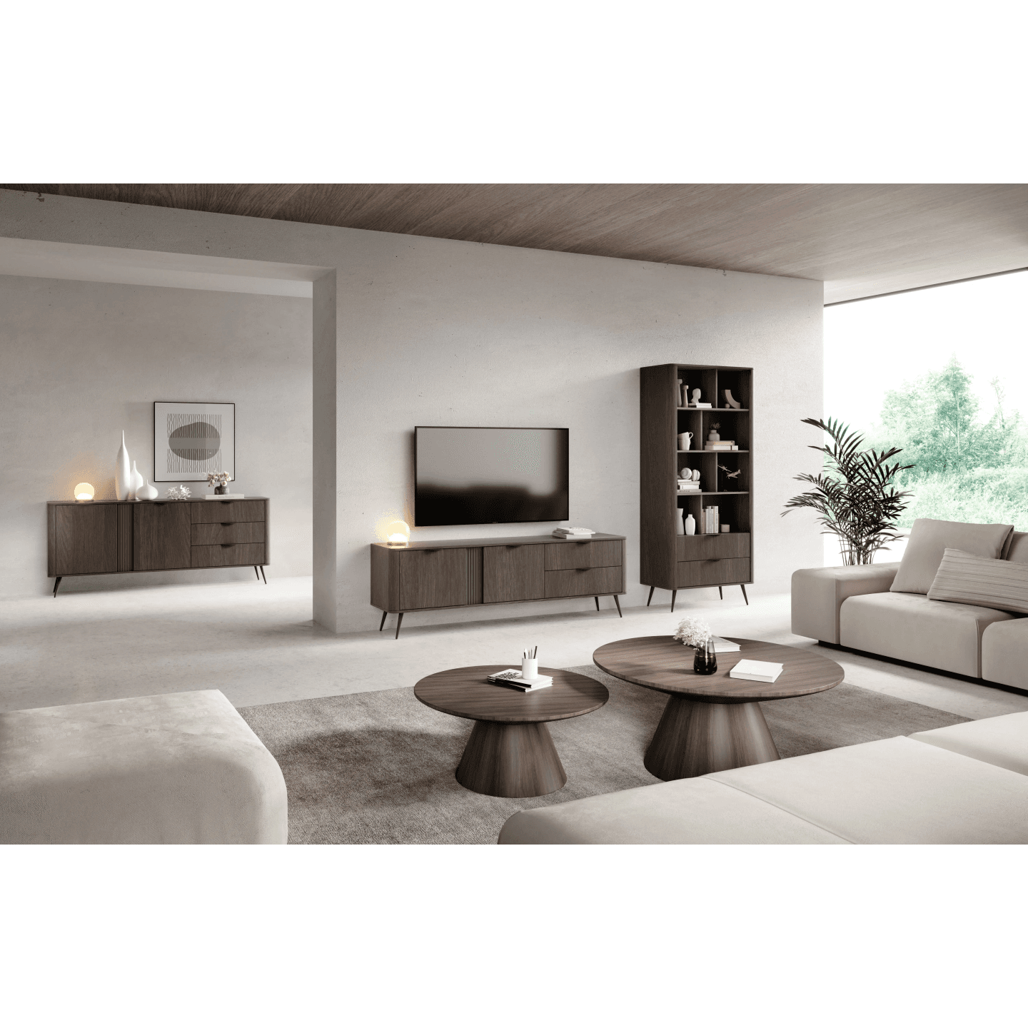 Komoda Nori 6 szuflad 164 cm Dąb dunin + czarne nogi