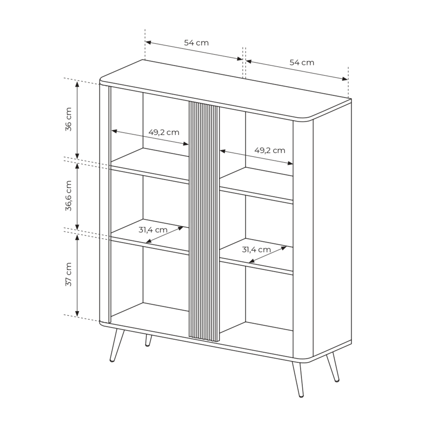 Wysoka Komoda Nori 114 cm Dąb dunin + czarne nogi