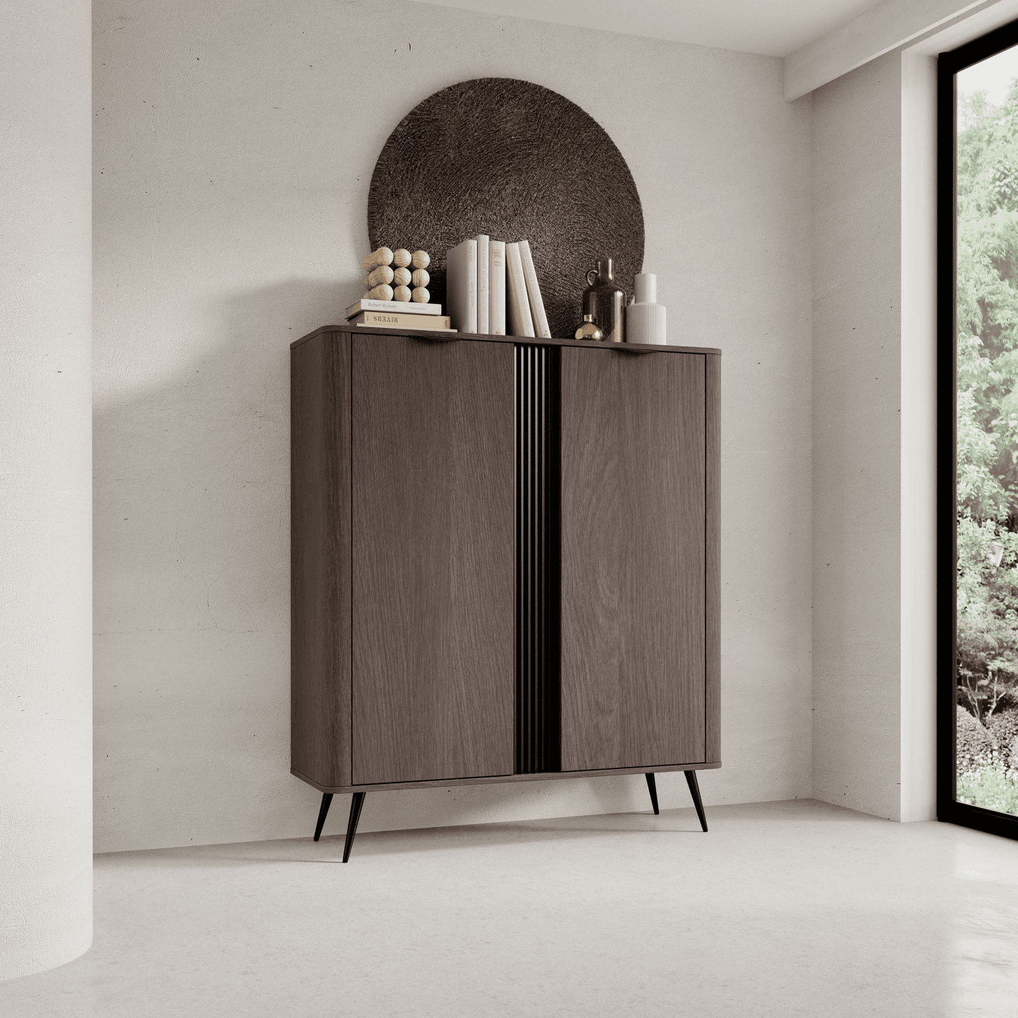 Wysoka Komoda Nori 114 cm Dąb dunin + czarne nogi - zdjęcie 2