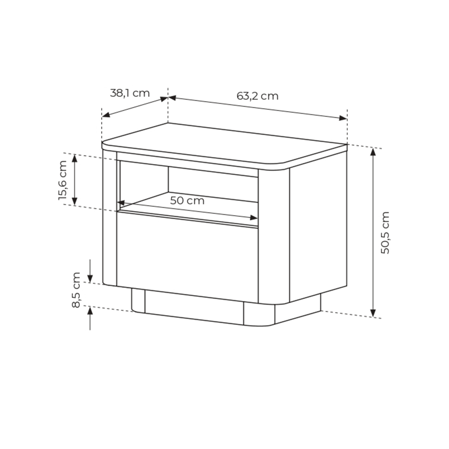Stolik nocny Lumo 64 cm Dąb cremona + czarny