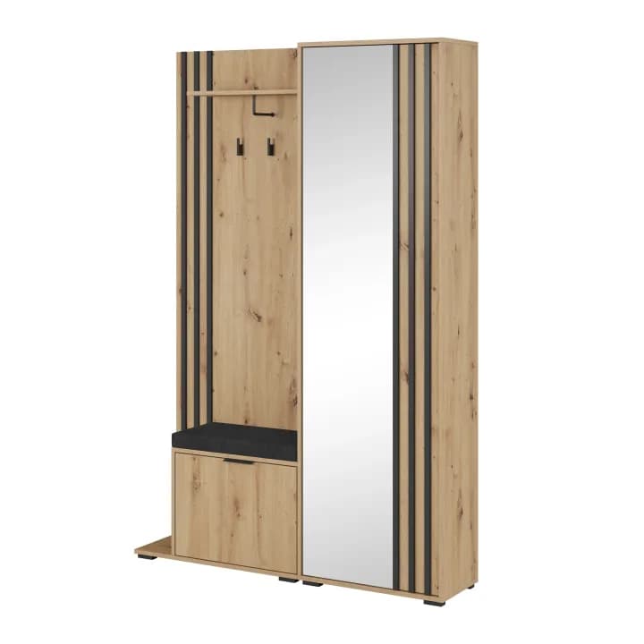 Garderoba Bella 131 cm z lustrem dąb artisan