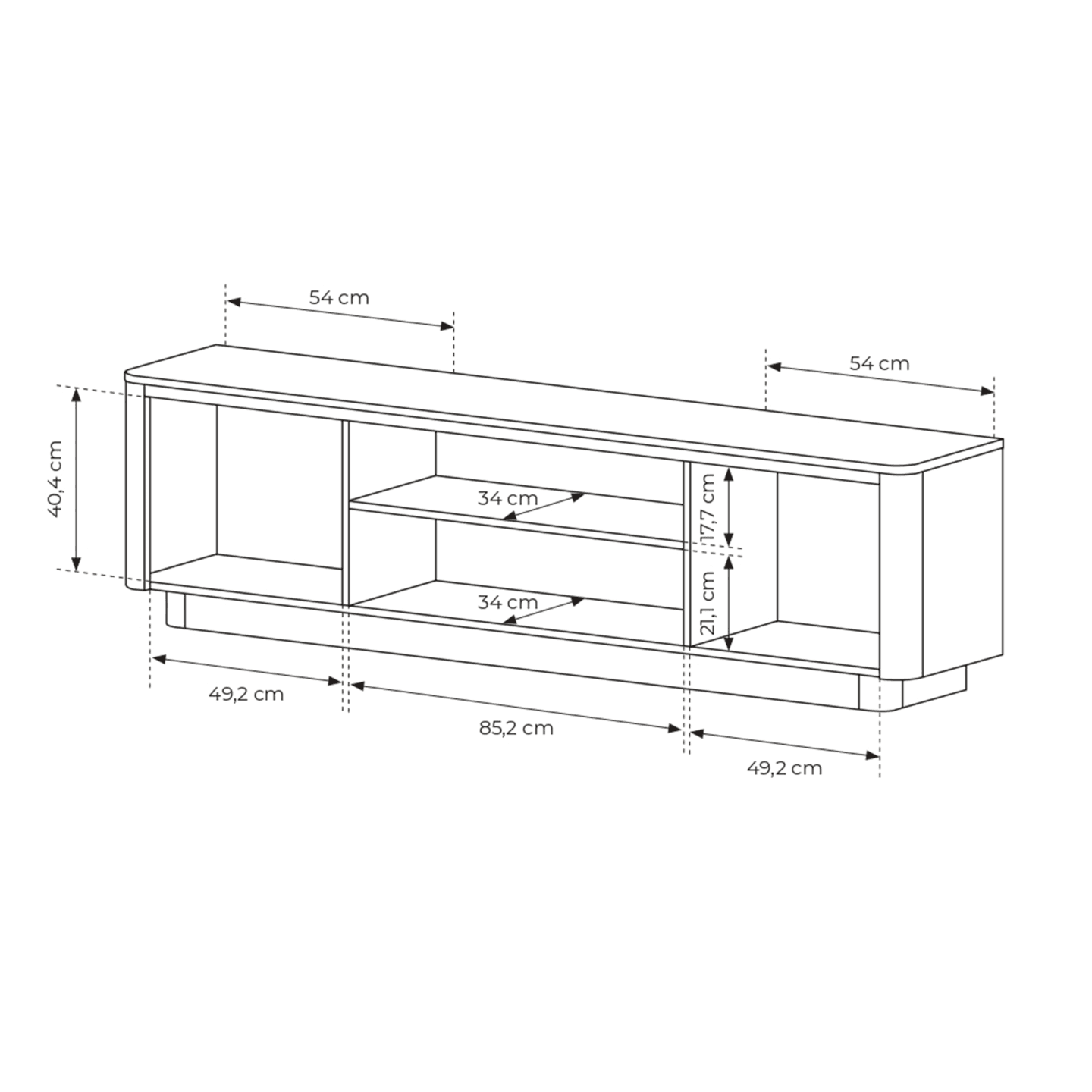 Szafka RTV Lumo 200 cm Dąb cremona + czarny