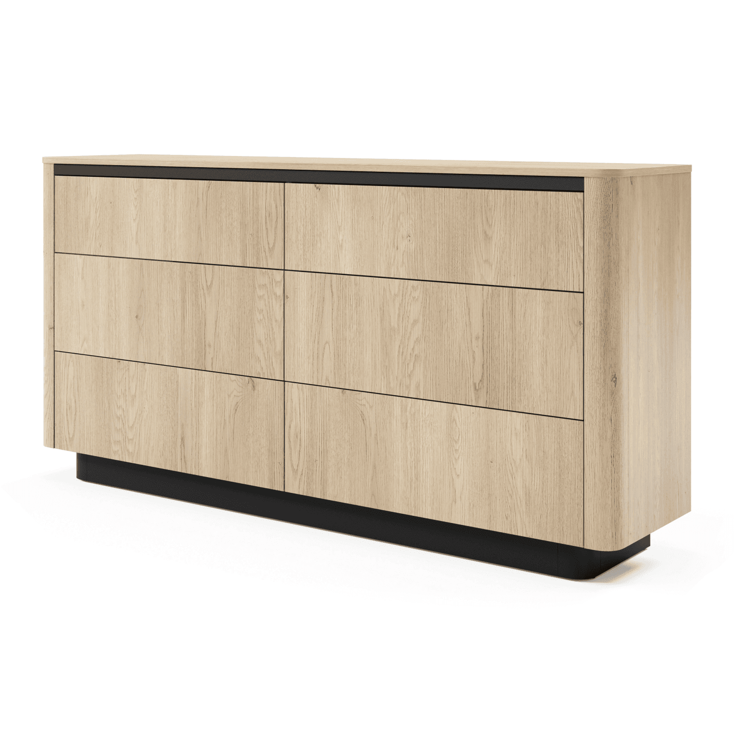 Komoda Lumo 6 szuflad 164 cm Dąb cremona + czarny