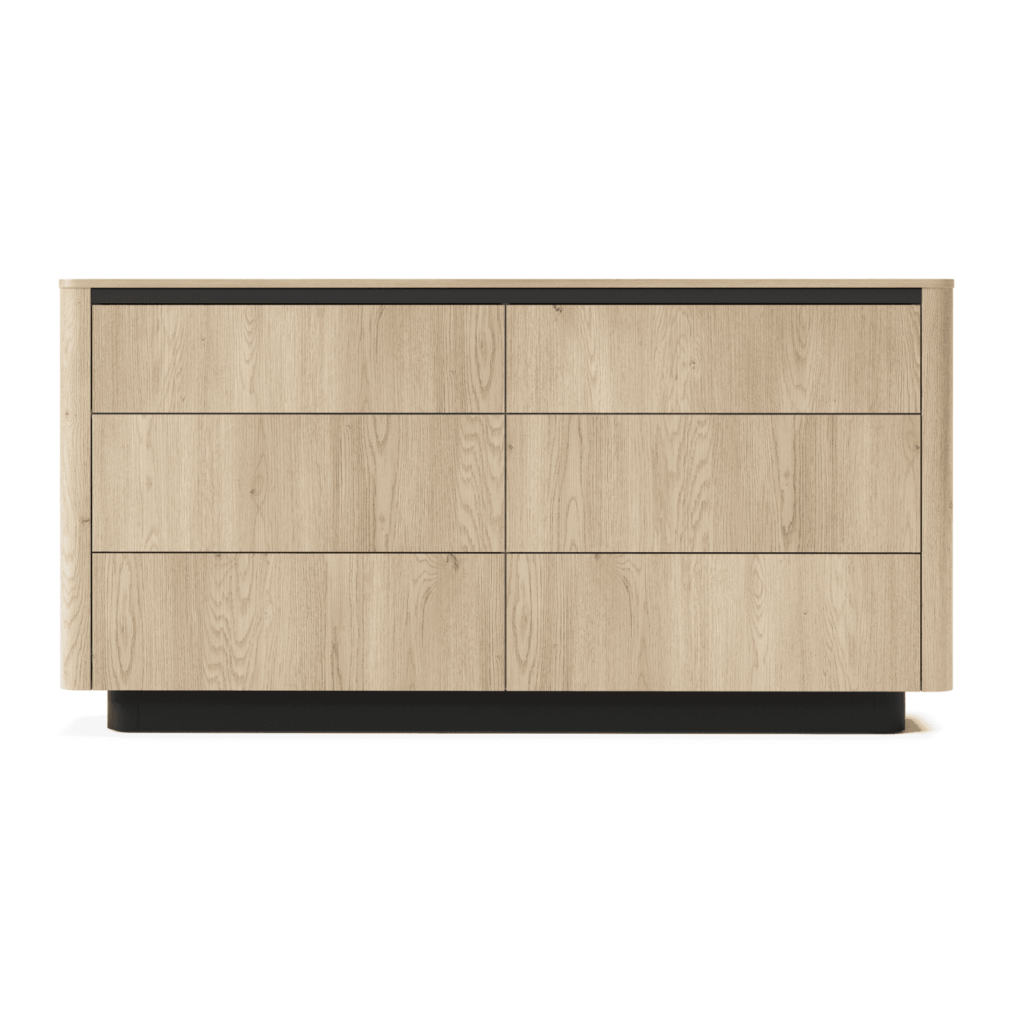 Komoda Lumo 6 szuflad 164 cm Dąb cremona + czarny