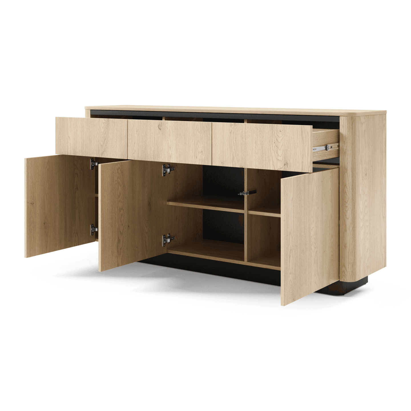 Komoda Lumo 163 cm Dąb cremona + czarny