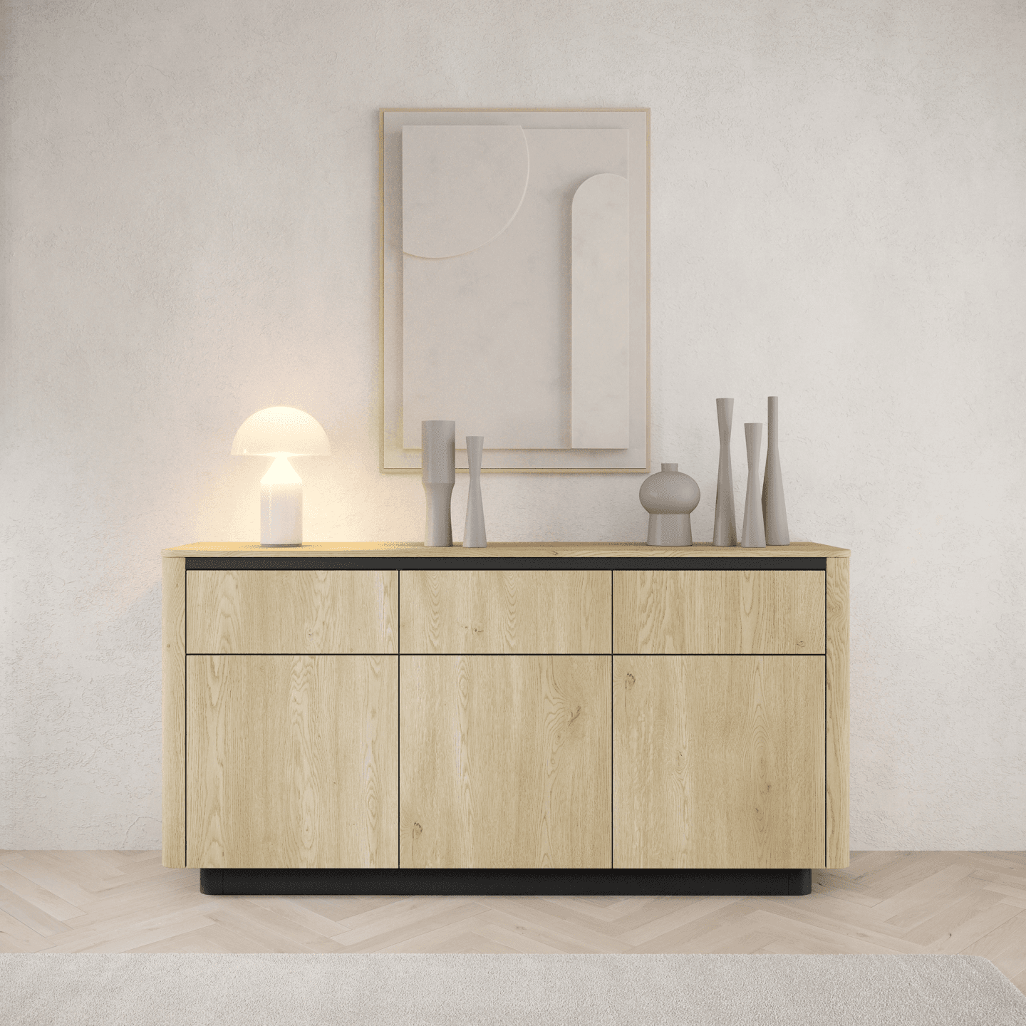 Komoda Lumo 163 cm Dąb cremona + czarny - zdjęcie 2