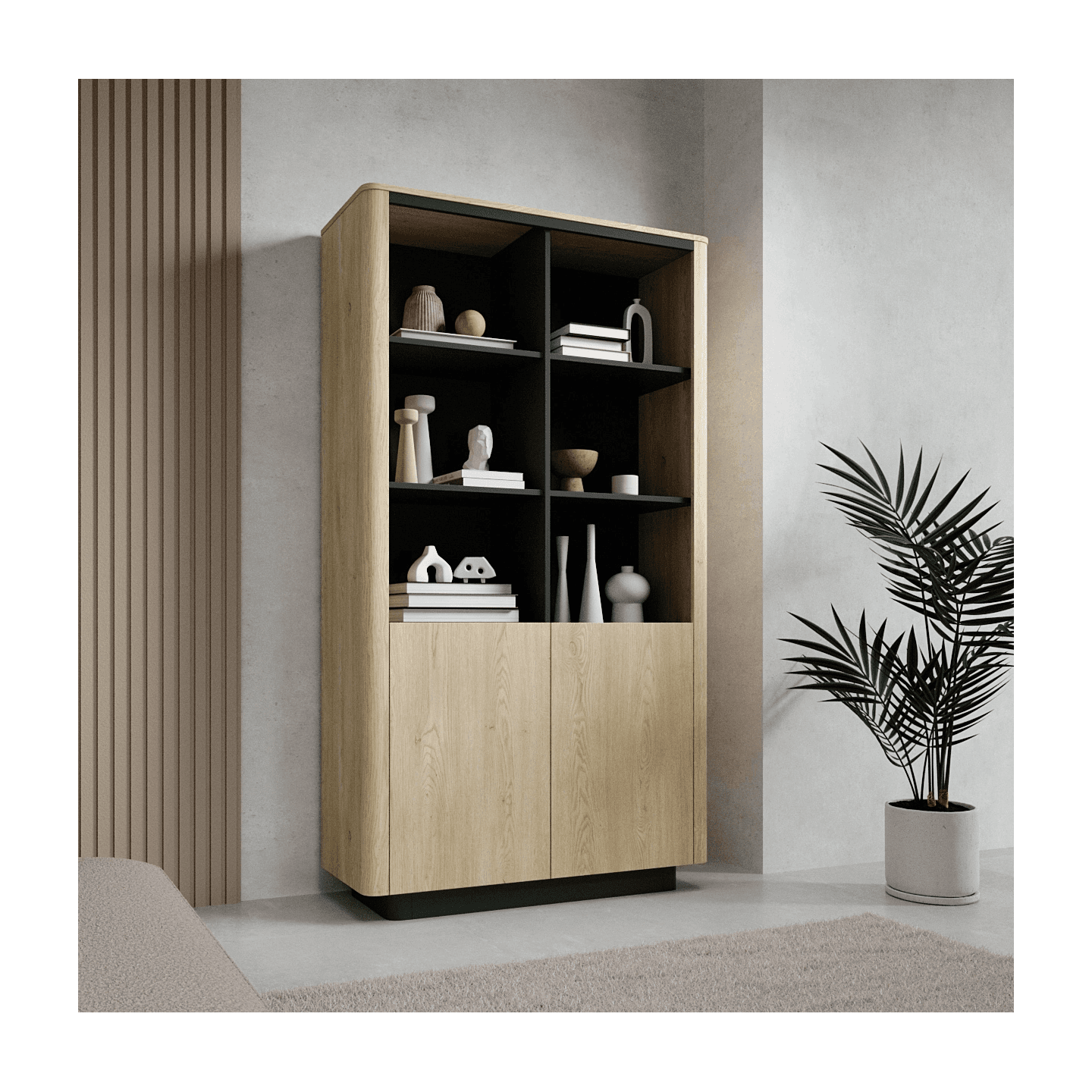 Regał Lumo 113 cm Dąb cremona + czarny - zdjęcie 2