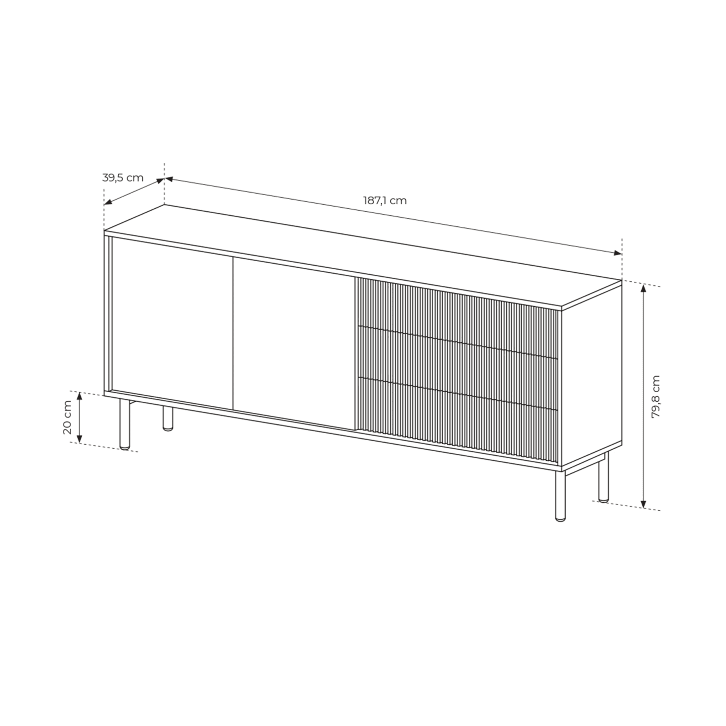 Komoda Nala 187 cm Dąb cremona