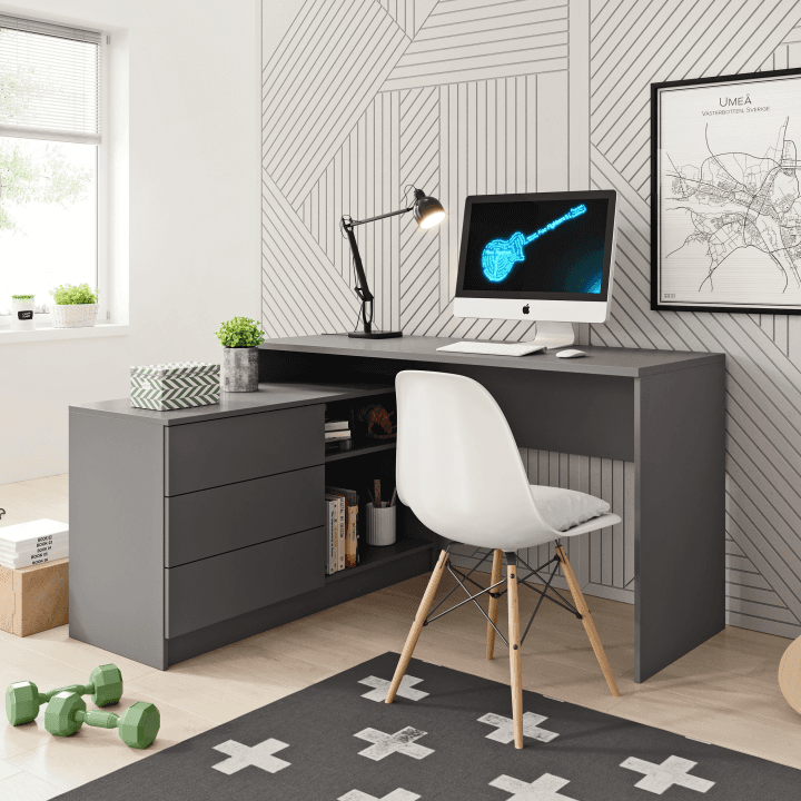 Biurko narożne Olio 138 cm Grafit - zdjęcie 2