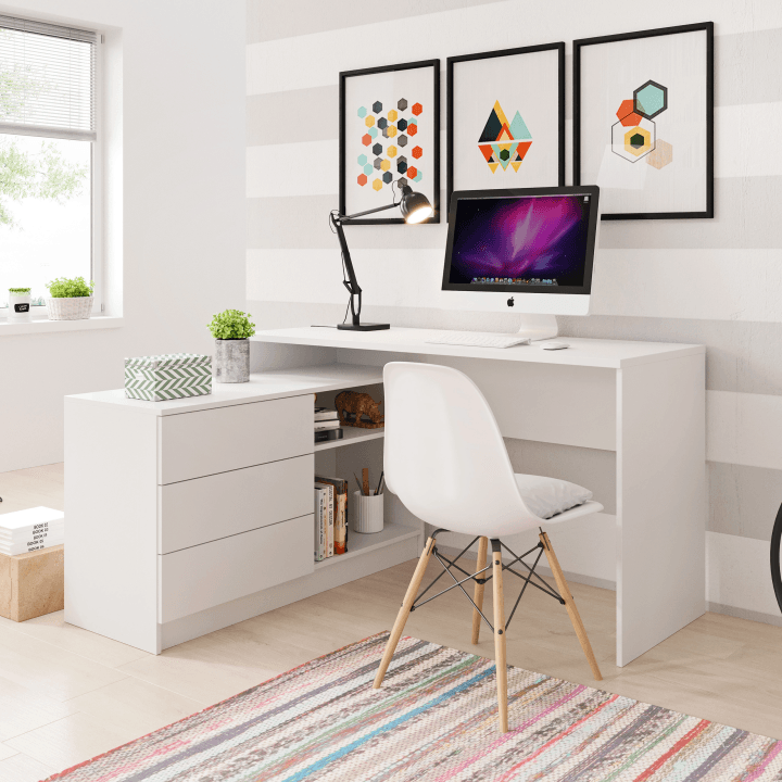 Biurko narożne Olio 138 cm Białe - zdjęcie 2