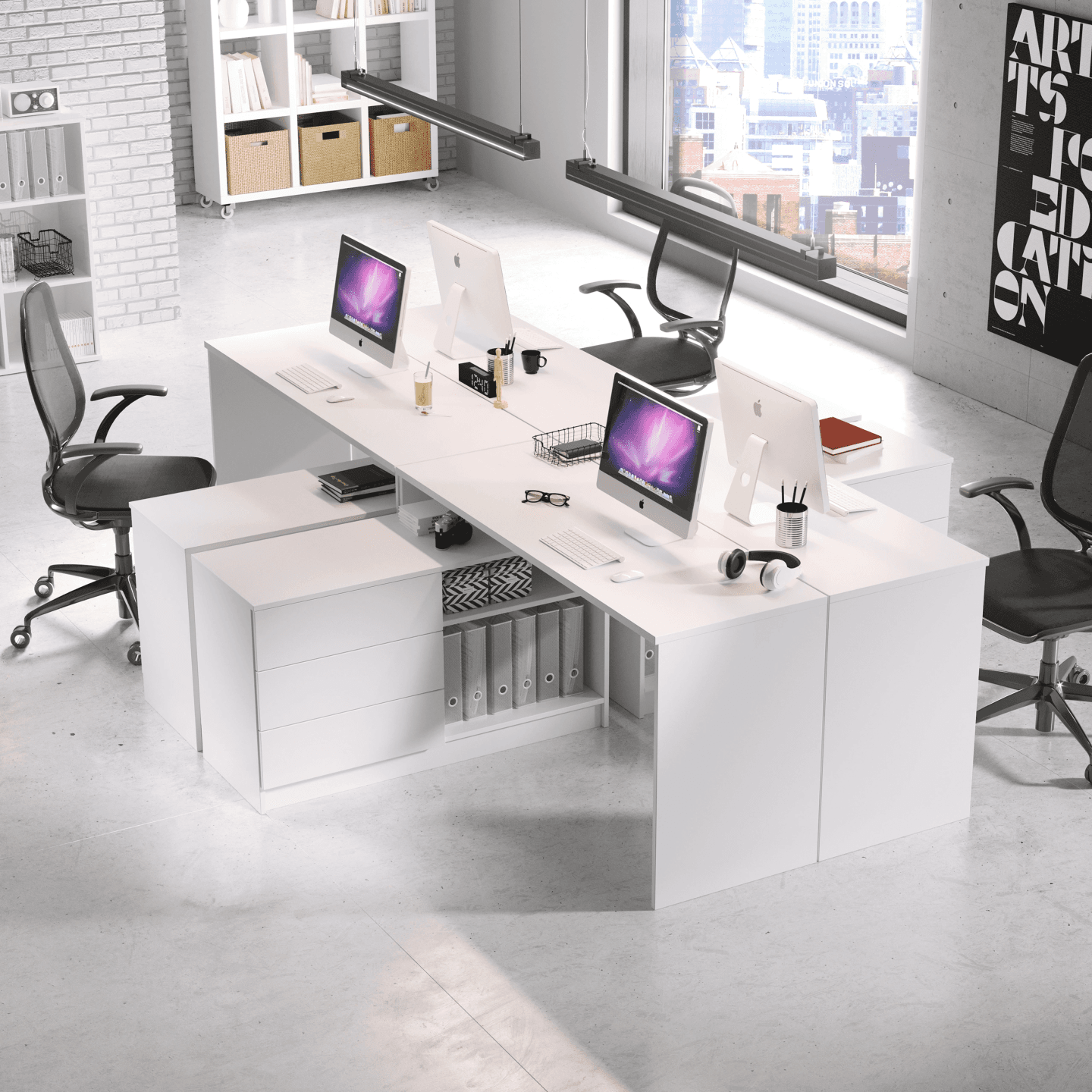 Biurko narożne Olio 138 cm Białe