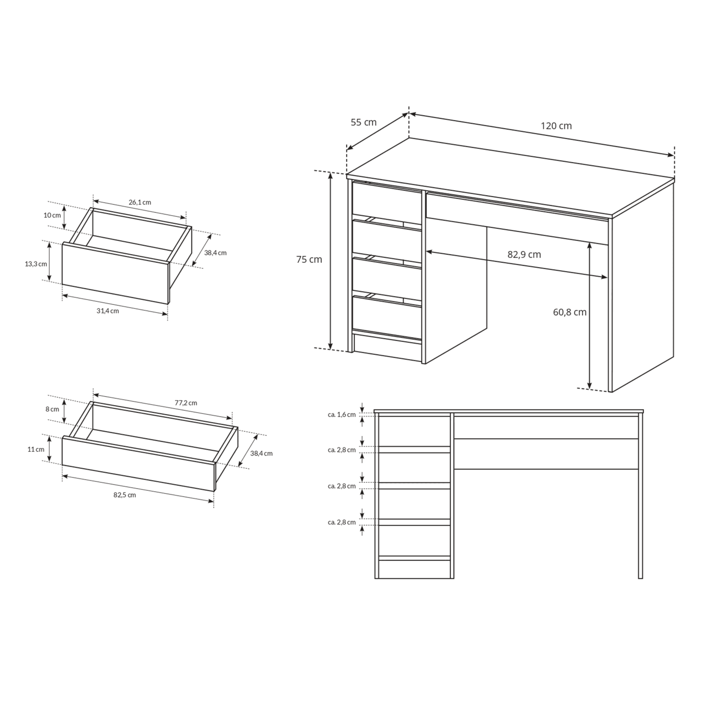 Biurko narożne Leo 120 cm Kaszmir