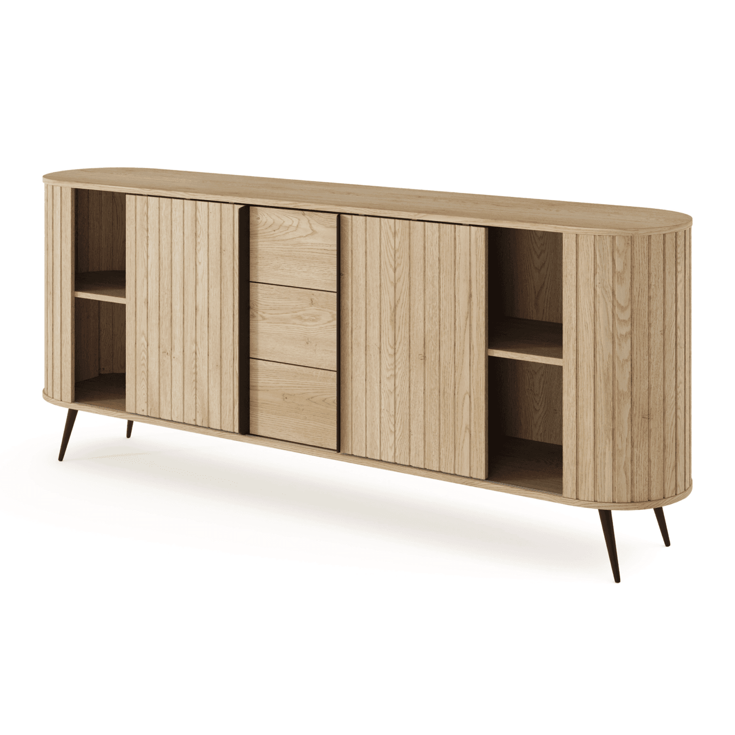 Komoda Aula 196 cm Dąb cremona + czarne nóżki