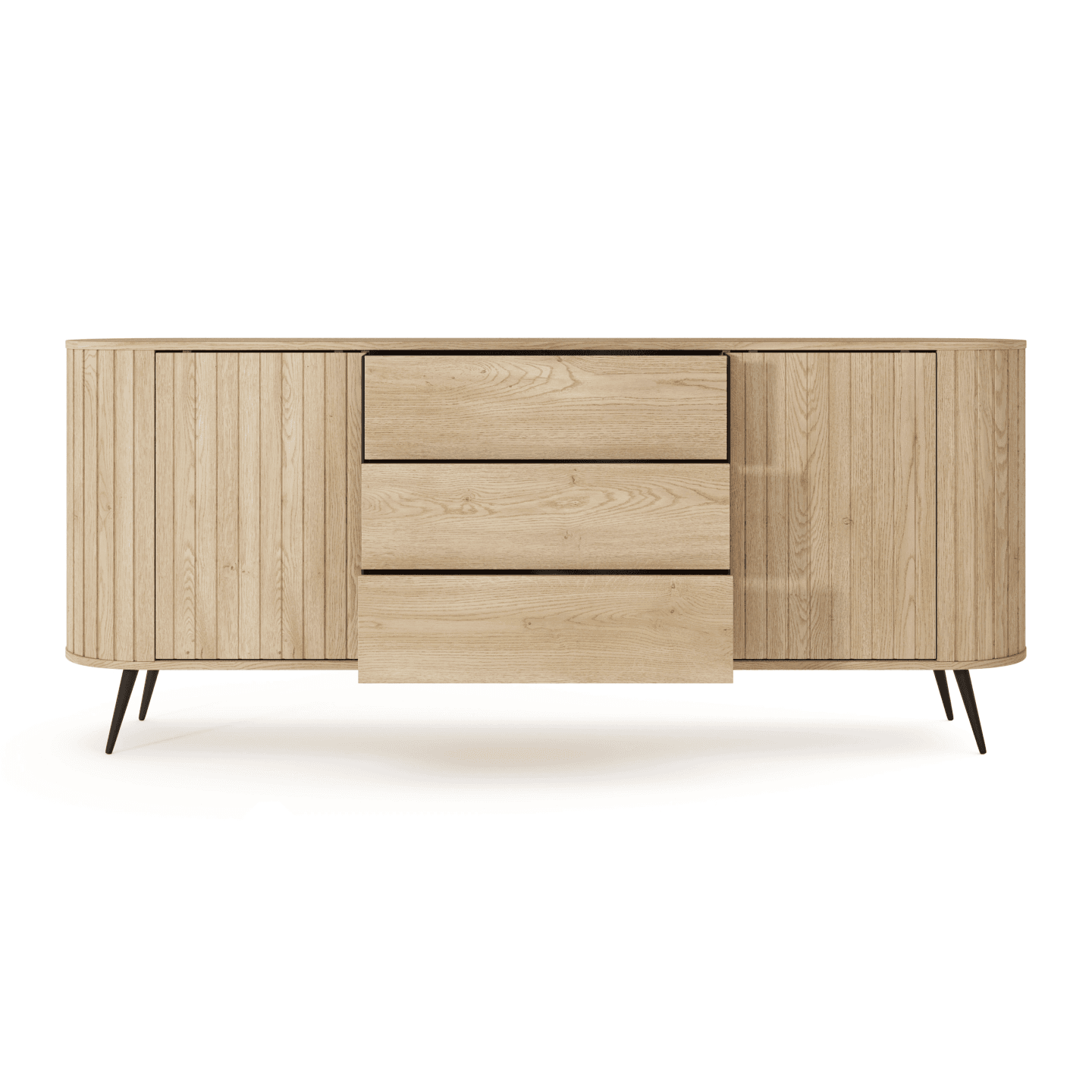 Komoda Aula 196 cm Dąb cremona + czarne nóżki