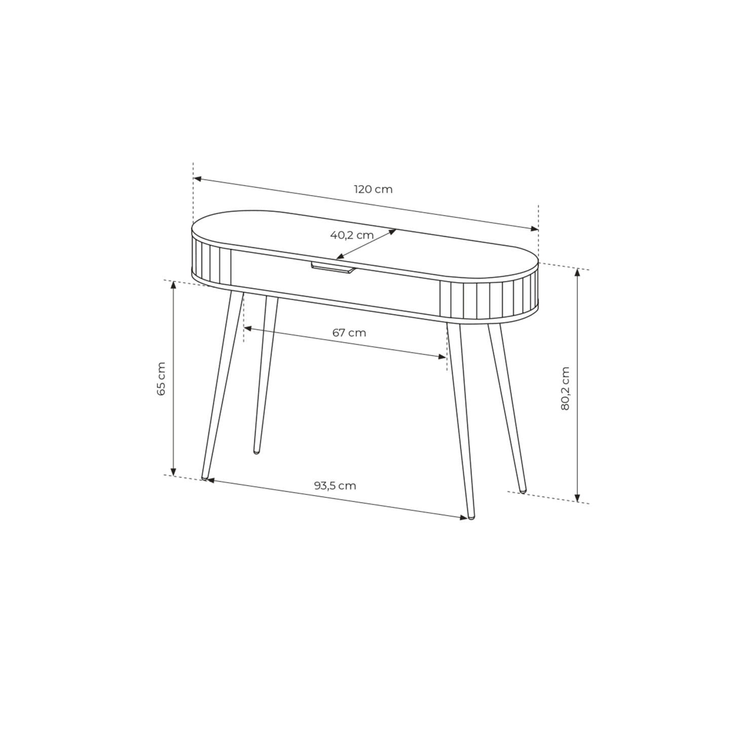 Toaletka Aula 120 cm Dąb cremona + czarne nóżki