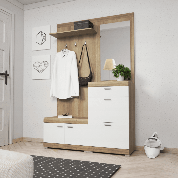 Garderoba Polaris 135 cm z lustrem dąb riviera - zdjęcie 2