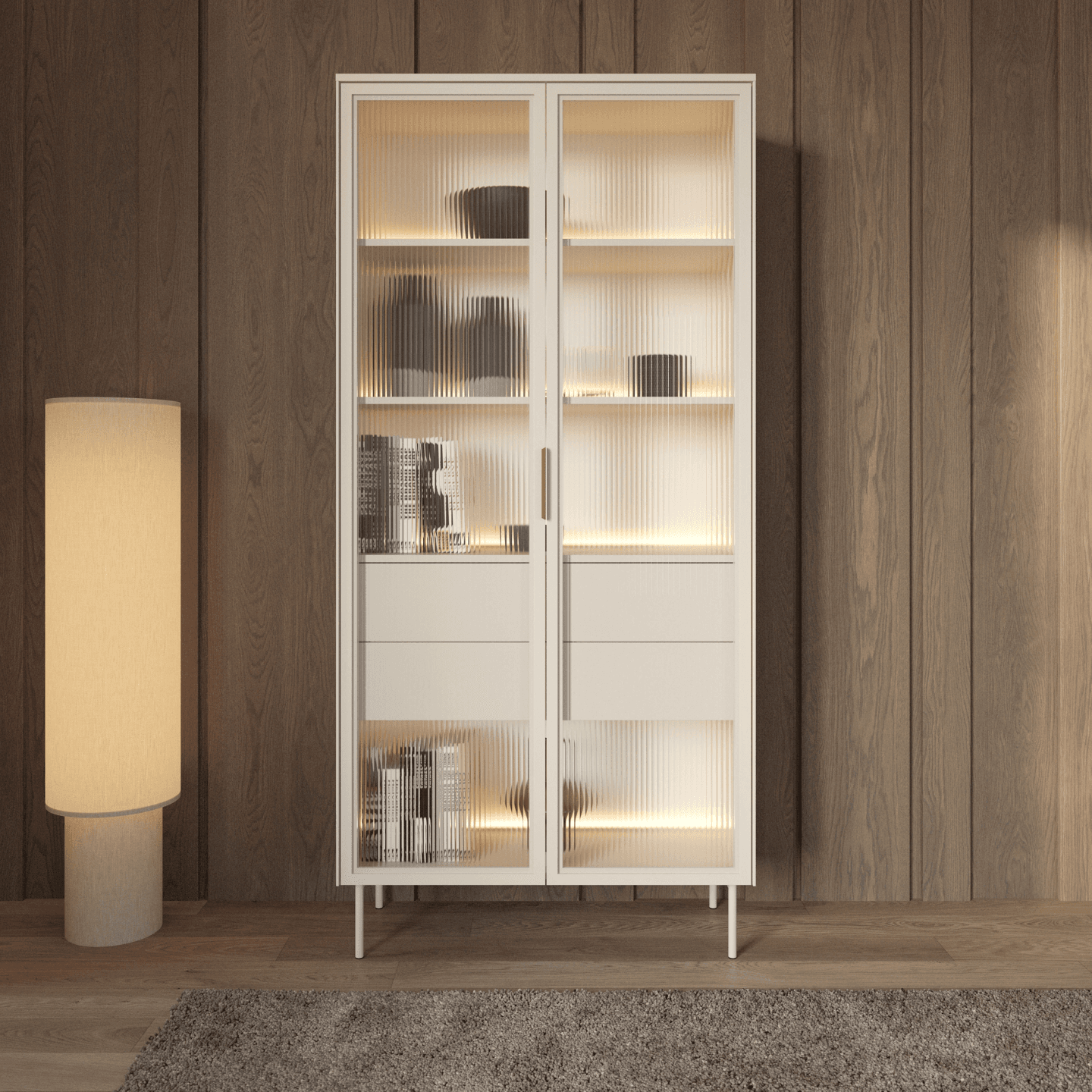 Wysoka witryna Lineo LED 91 cm Kaszmir - zdjęcie 2