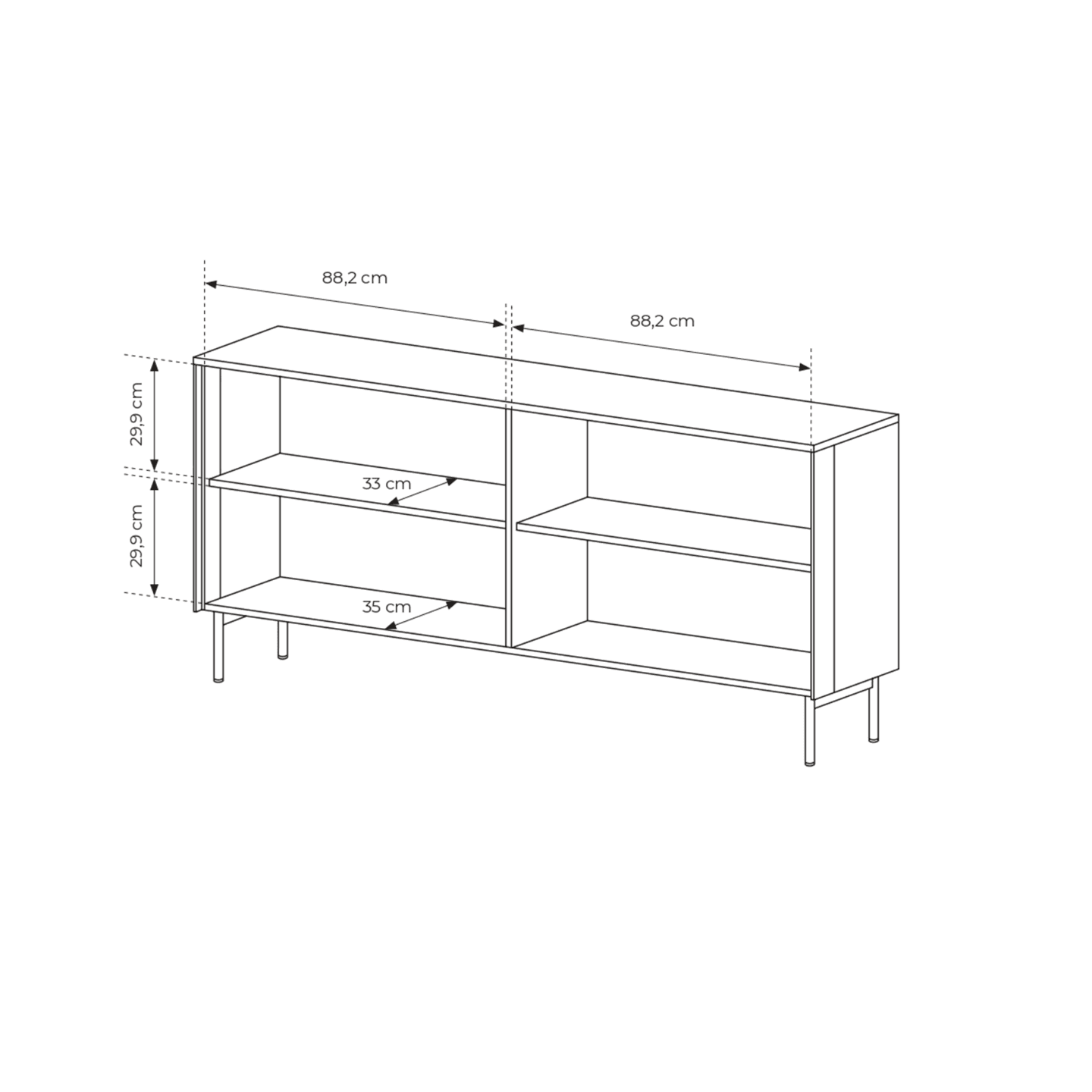 Komoda Lineo LED 181 cm Dąb dunin + czarne nóżki