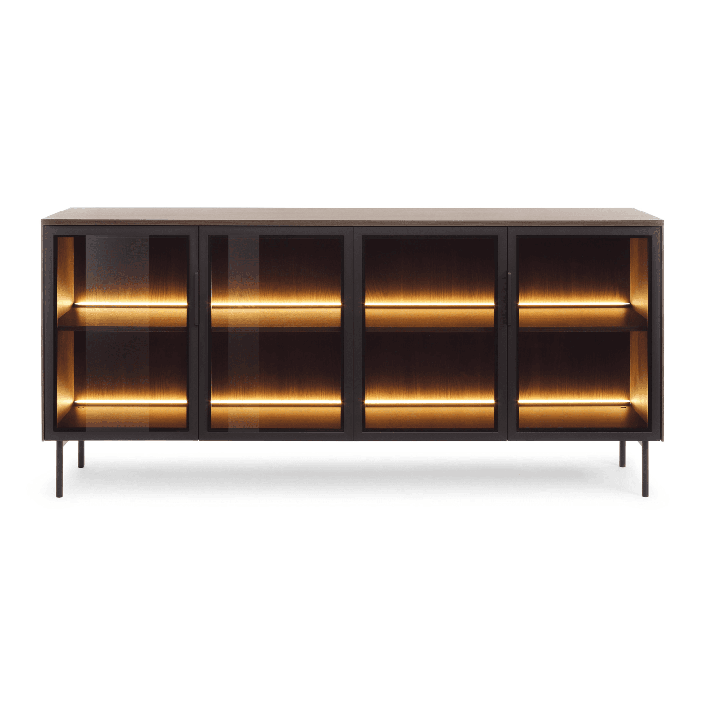 Komoda Lineo LED 181 cm Dąb dunin + czarne nóżki