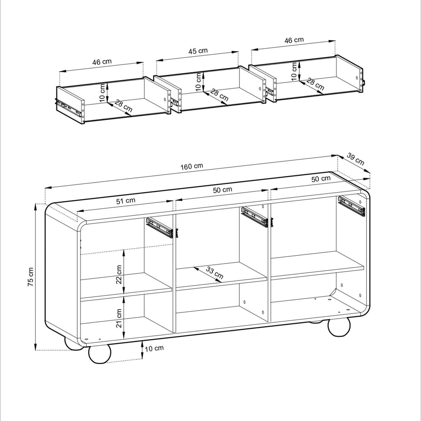 Komoda Olea 160 cm kaszmir