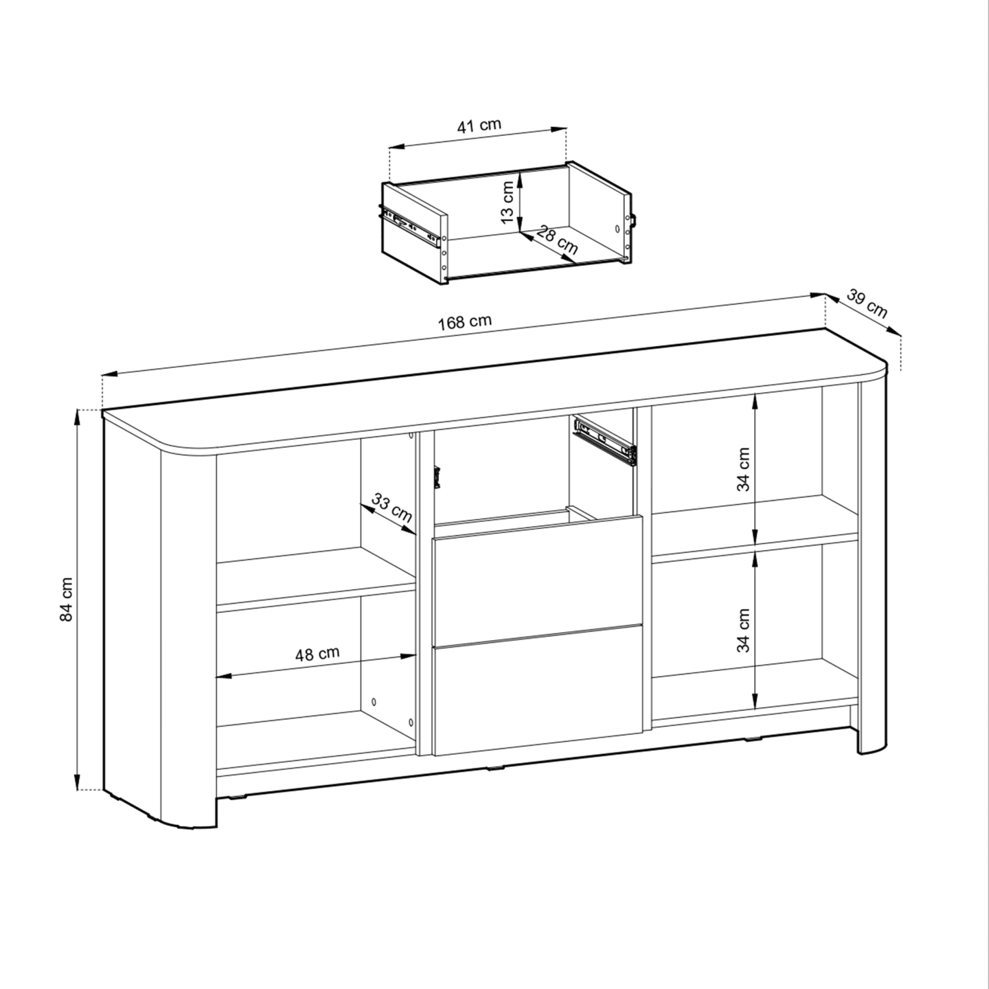 Komoda Noya 168 cm dąb vicenza