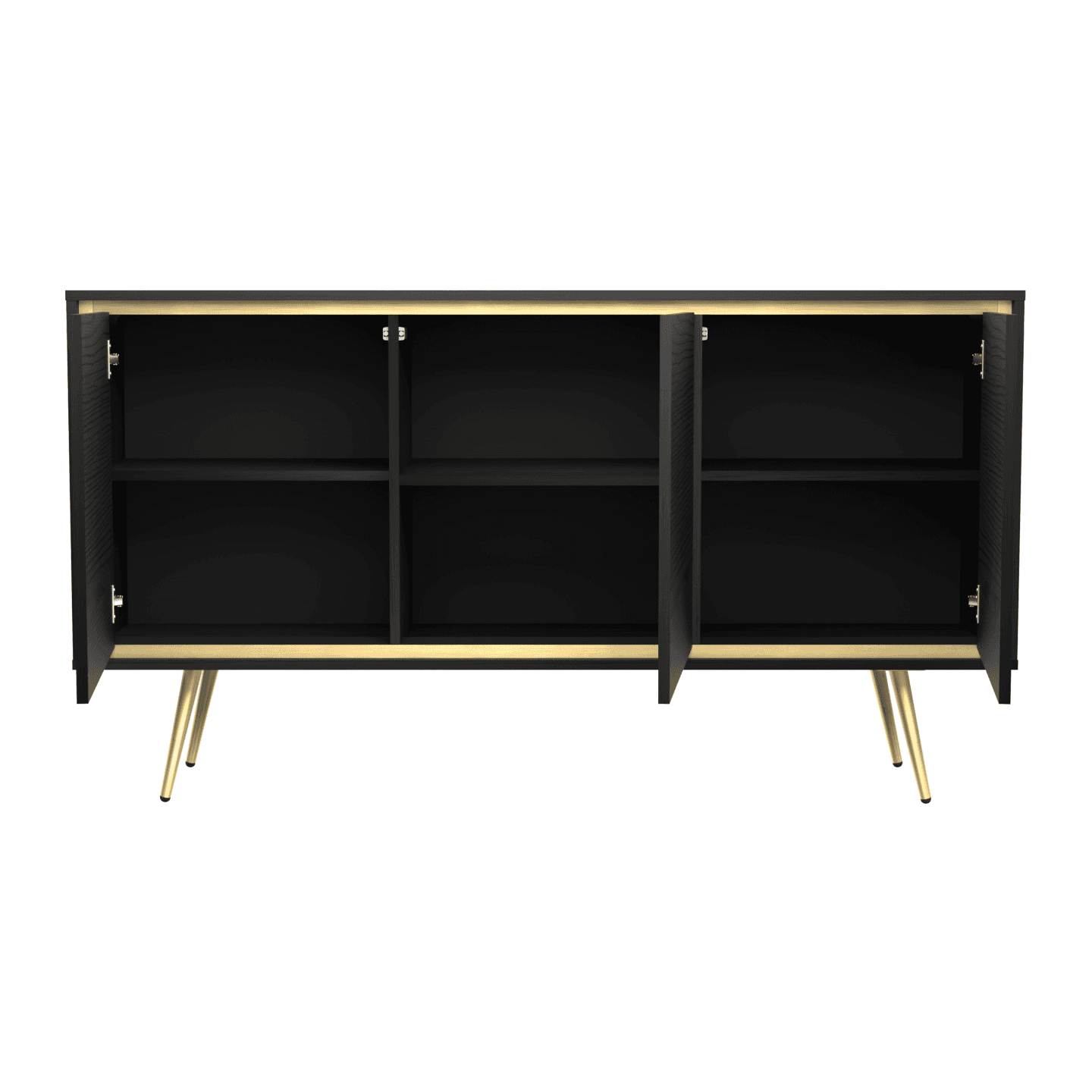 Komoda Fiore 150 cm Czarny grafit + złote wstawki