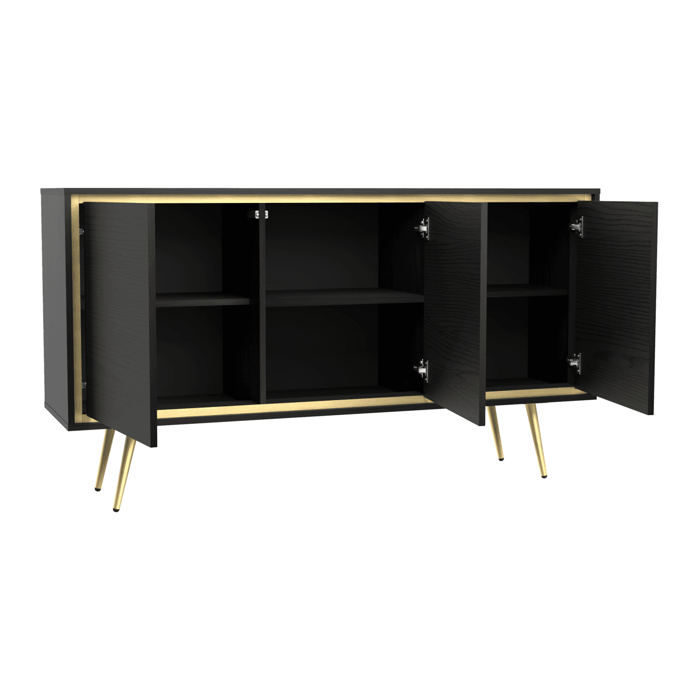 Komoda Fiore 150 cm Czarny grafit + złote wstawki - zdjęcie 2