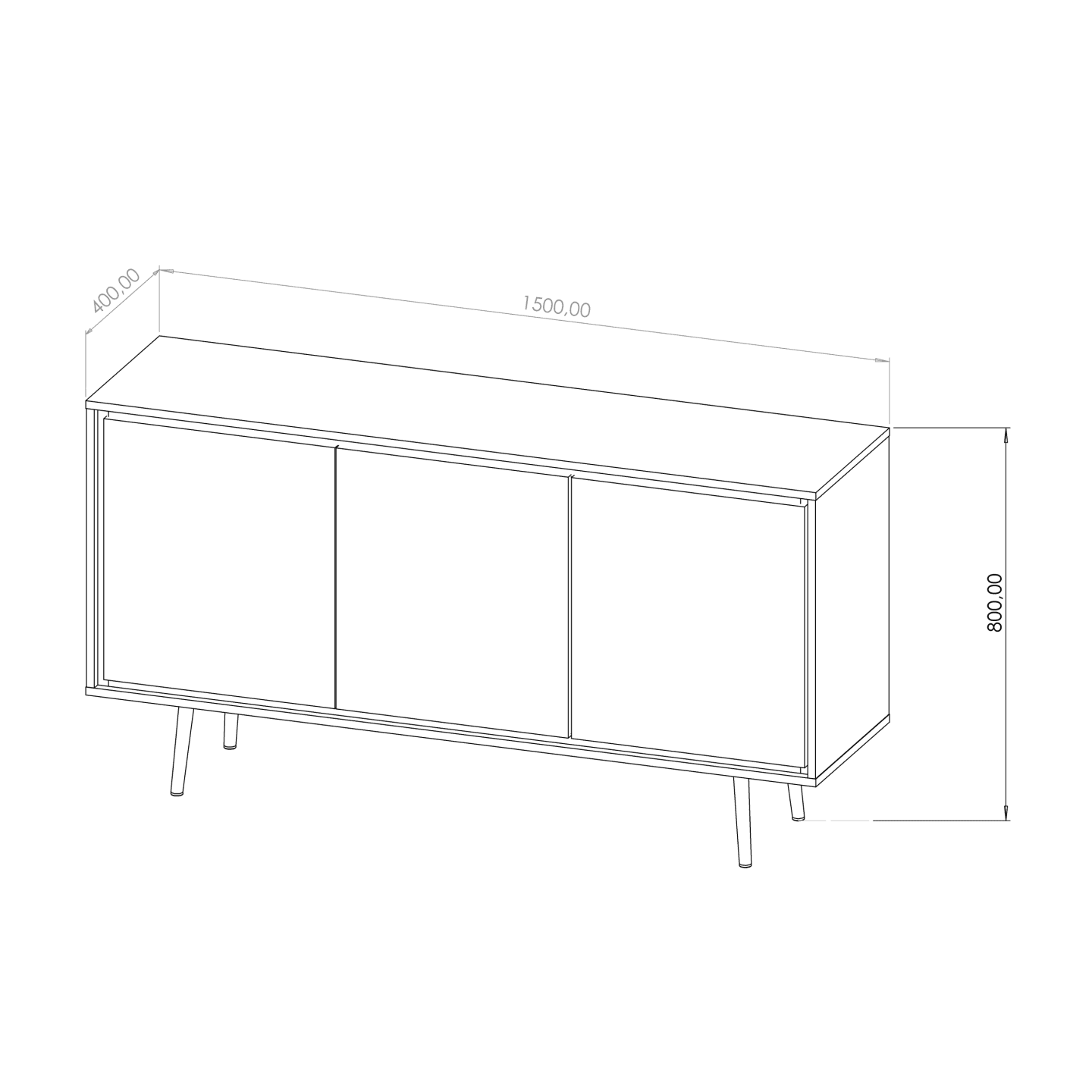 Komoda Fiore 150 cm Kaszmir + złote wstawki
