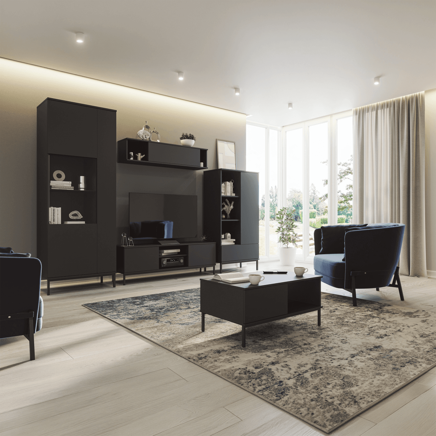 Witryna Amber 190 cm Czarna