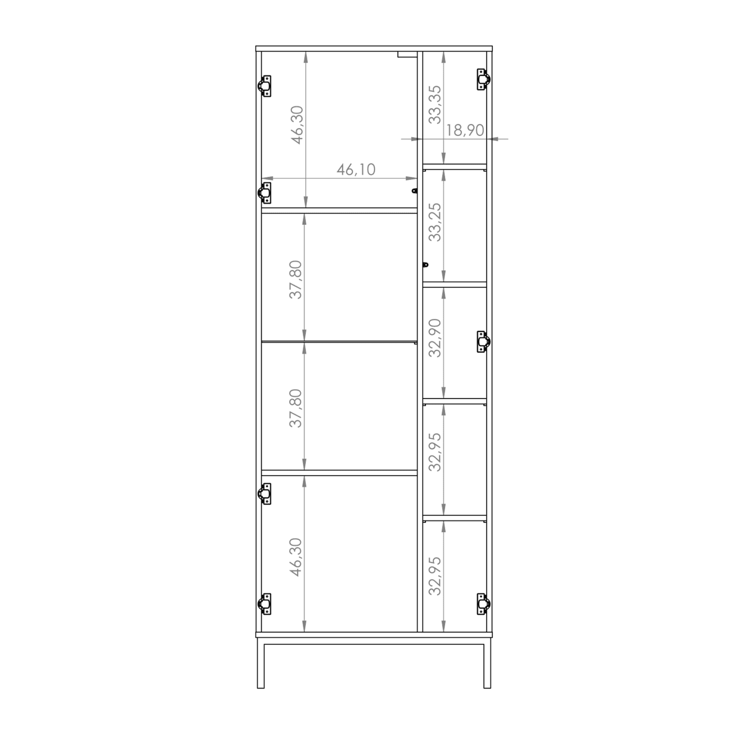 Witryna Amber 190 cm Dąb hikora + czarny stelaż