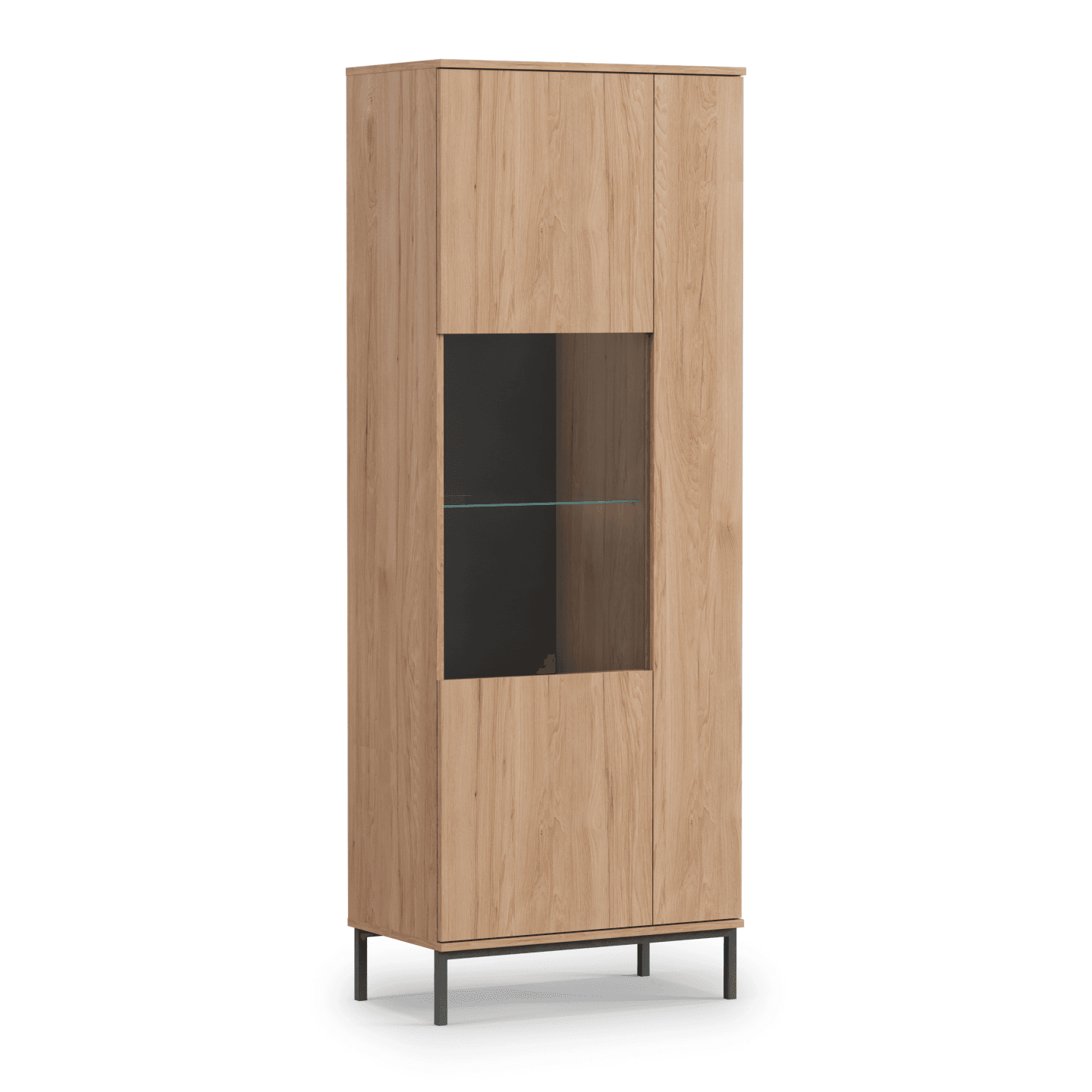 Witryna Amber 190 cm Dąb hikora + czarny stelaż