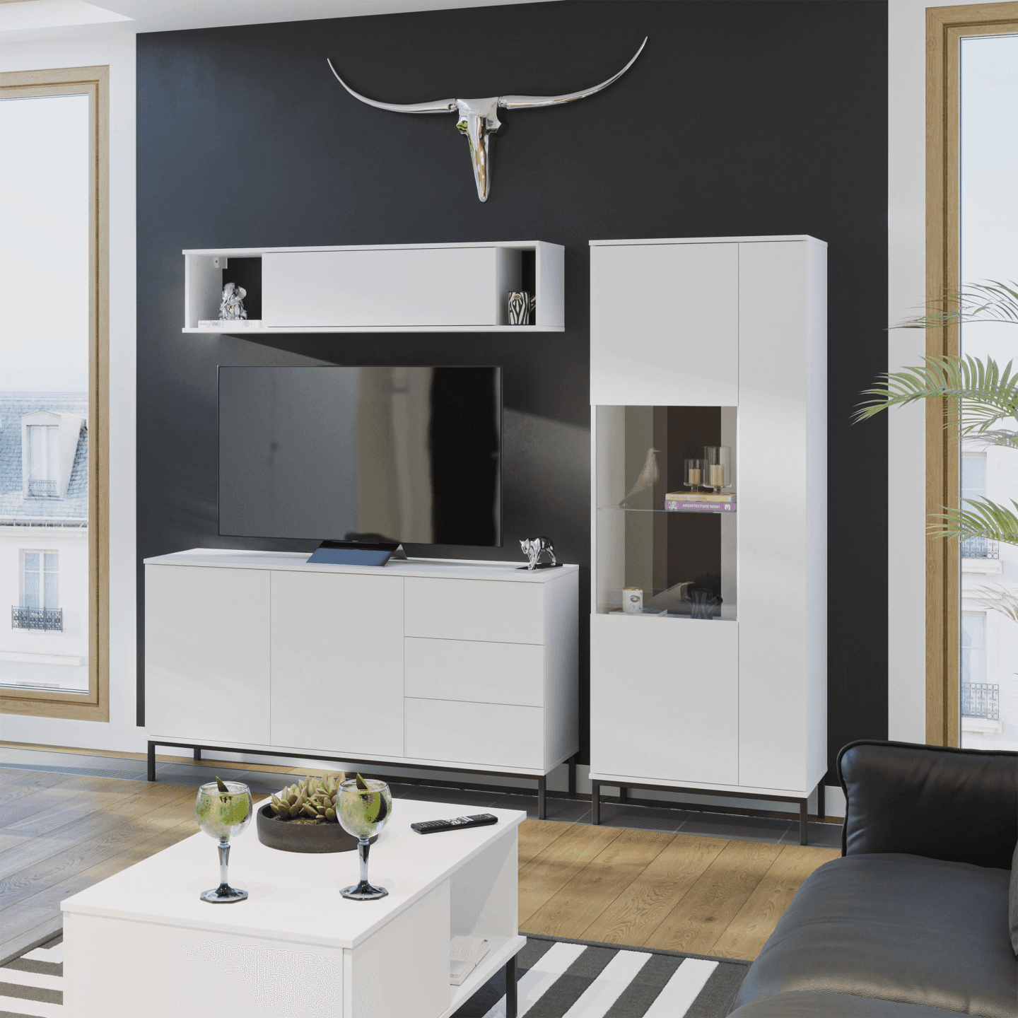 Szafka wisząca Amber 135 cm Biała