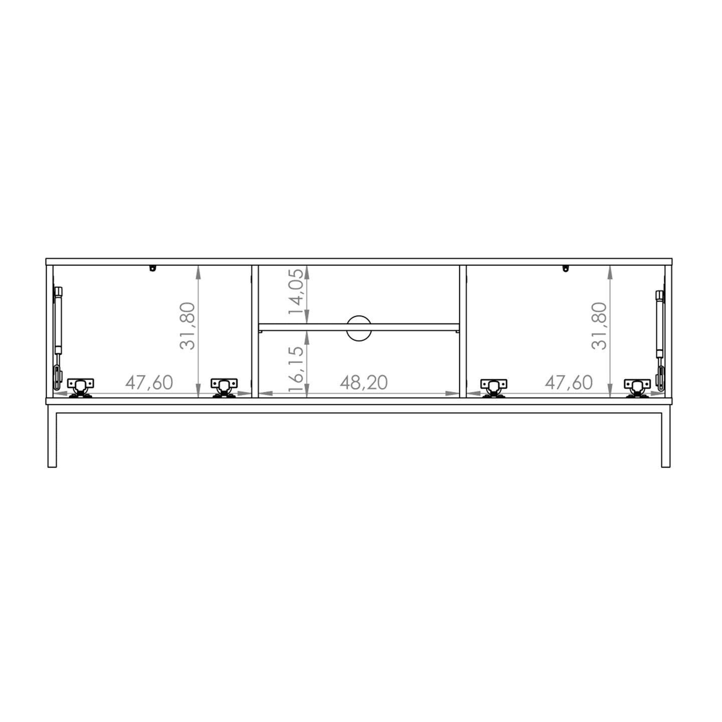 Szafka RTV Amber 150 cm Biała + czarny stelaż