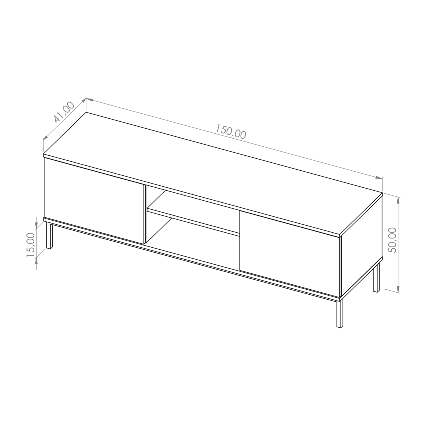 Szafka RTV Amber 150 cm Dąb hikora + czarny stelaż