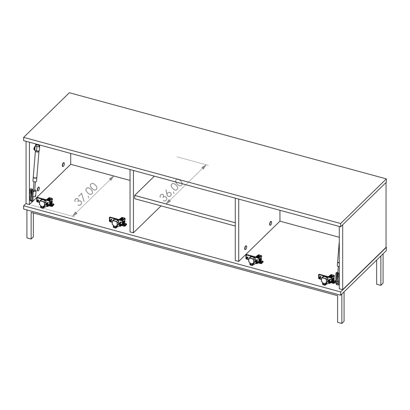 Szafka RTV Amber 150 cm Dąb hikora + czarny stelaż