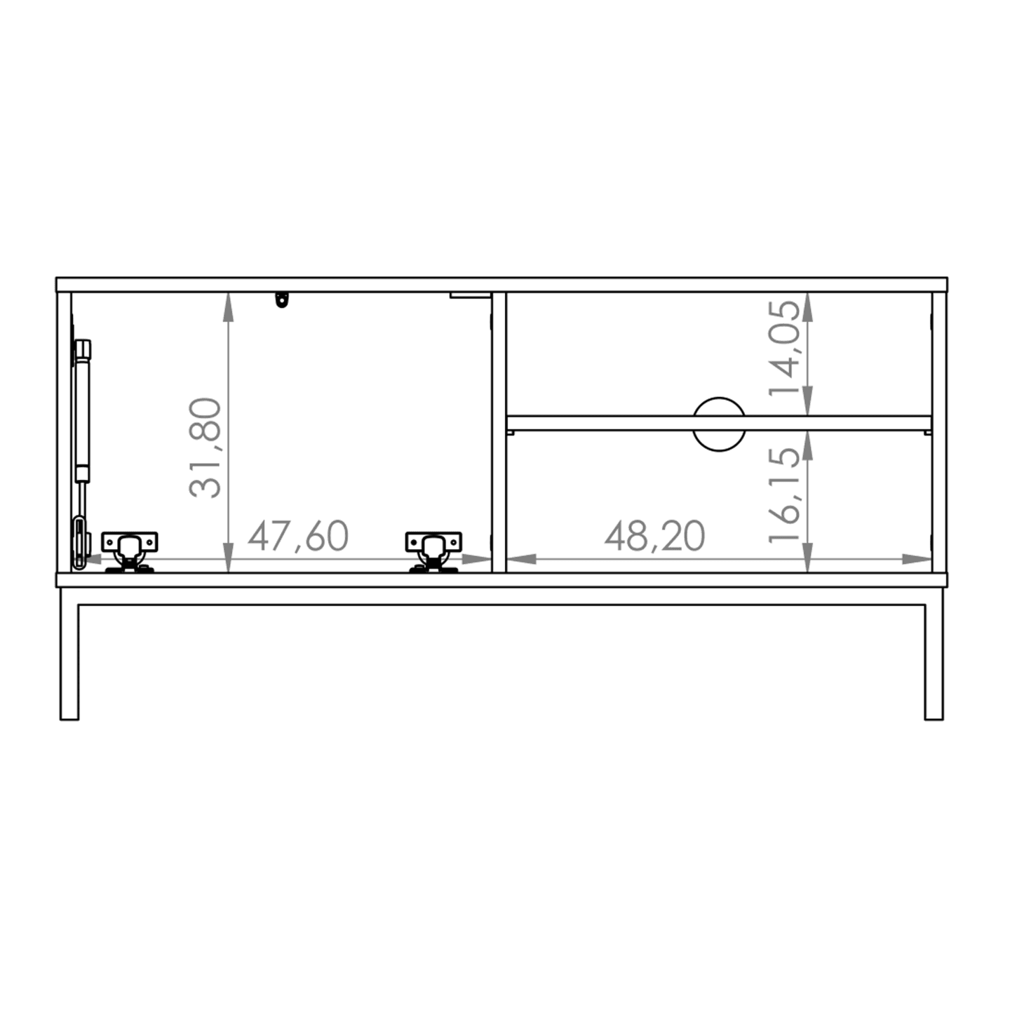 Szafka RTV Amber 101 cm Biała + czarny stelaż