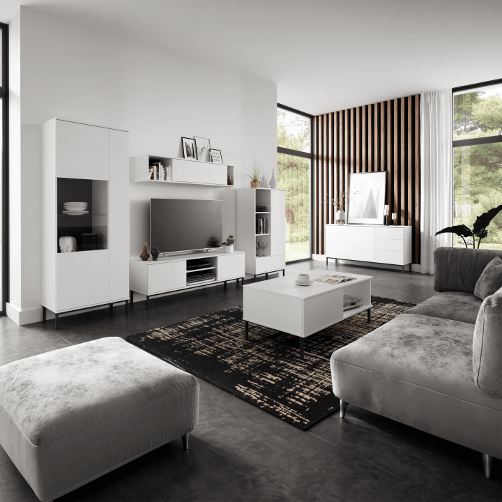 Regał Amber 140 cm Biały + czarny stelaż - zdjęcie 2