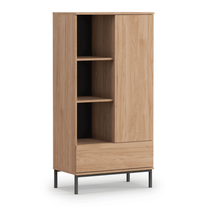 Regał Amber 140 cm Dąb hikora + czarny stelaż