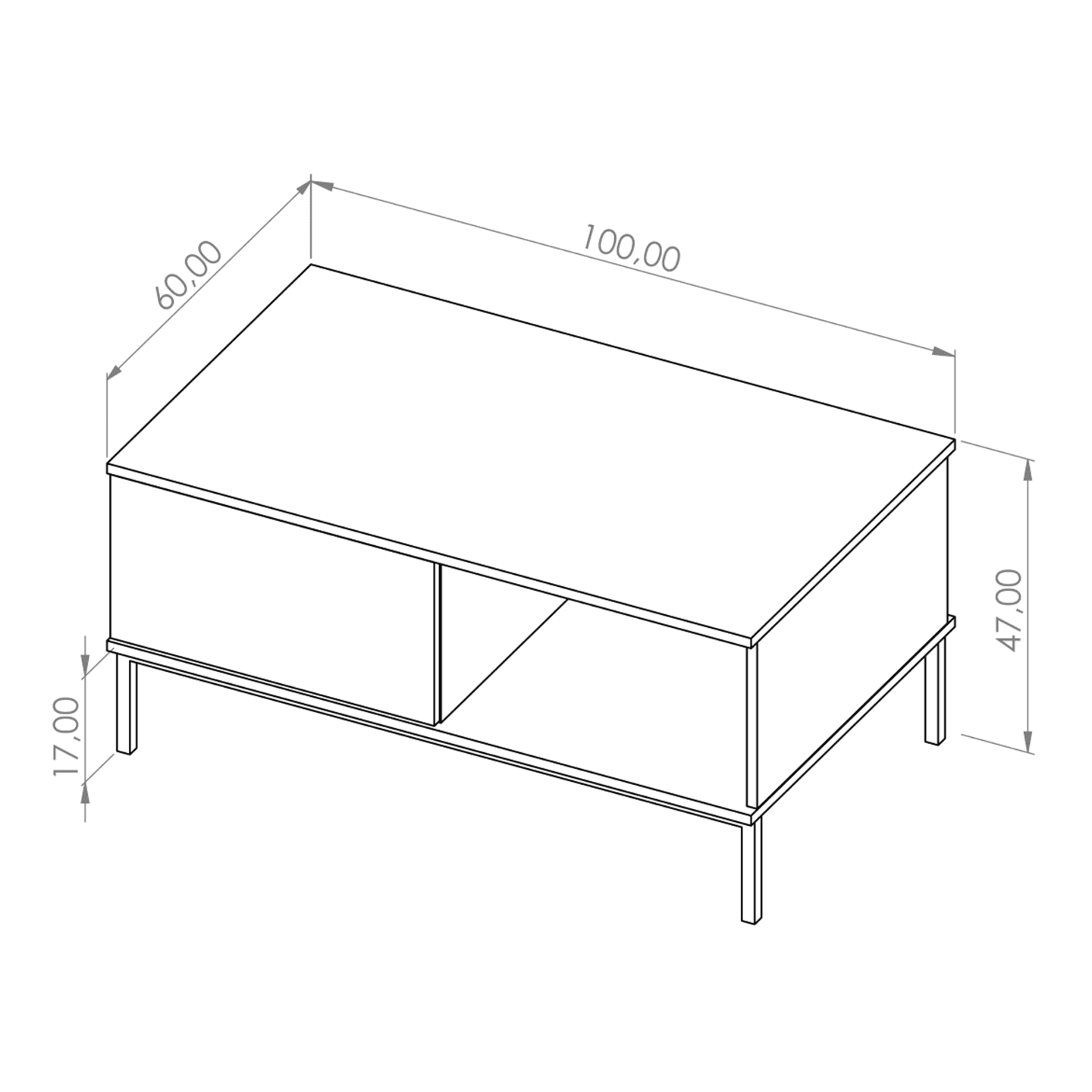 Stolik kawowy Amber 100 cm Dąb hikora + czarny stelaż