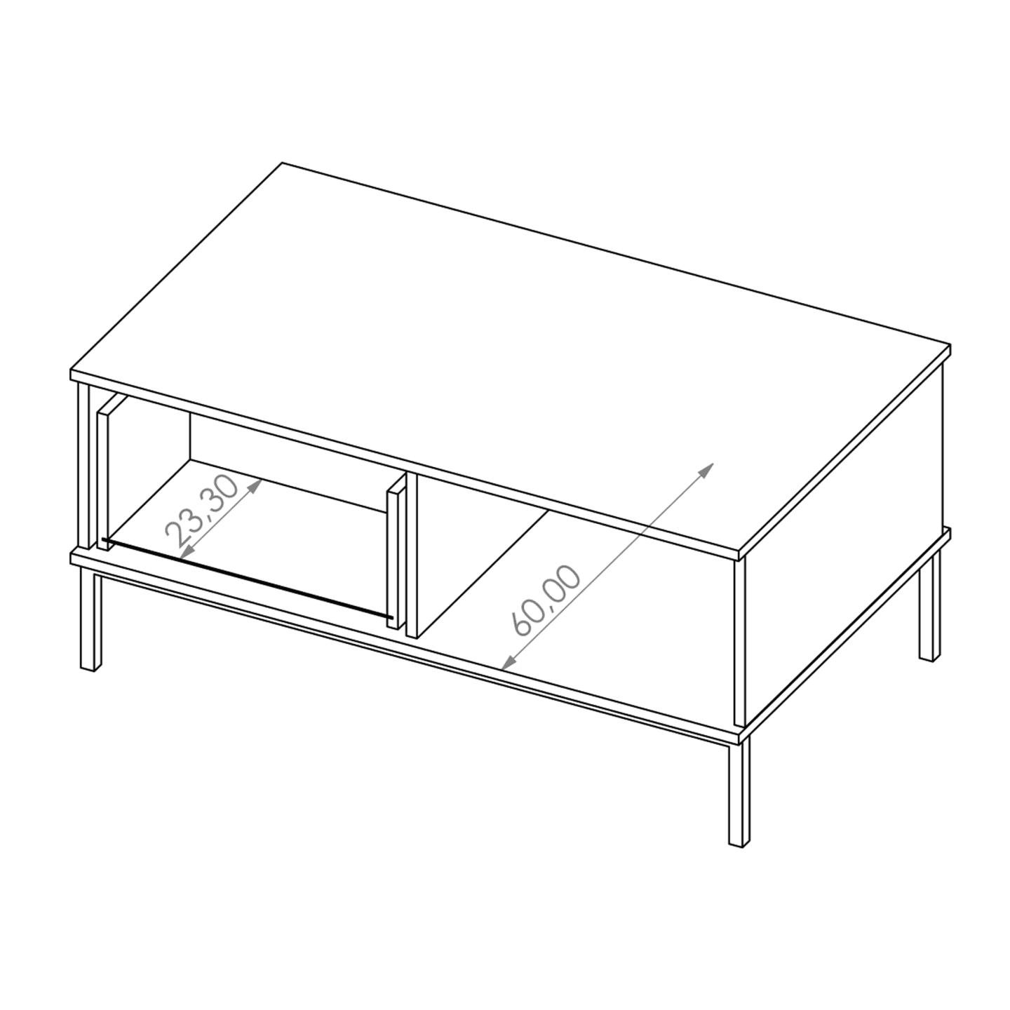 Stolik kawowy Amber 100 cm Dąb hikora + czarny stelaż