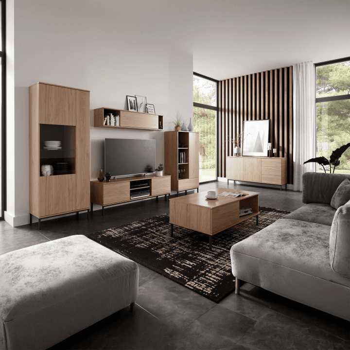 Stolik kawowy Amber 100 cm Dąb hikora + czarny stelaż - zdjęcie 2