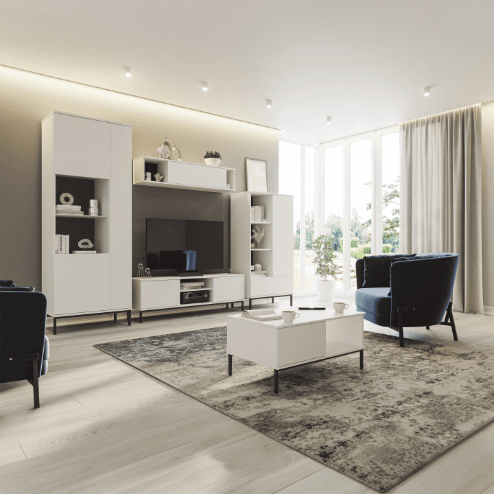 Stolik kawowy Amber 100 cm Biały + czarny stelaż - zdjęcie 2