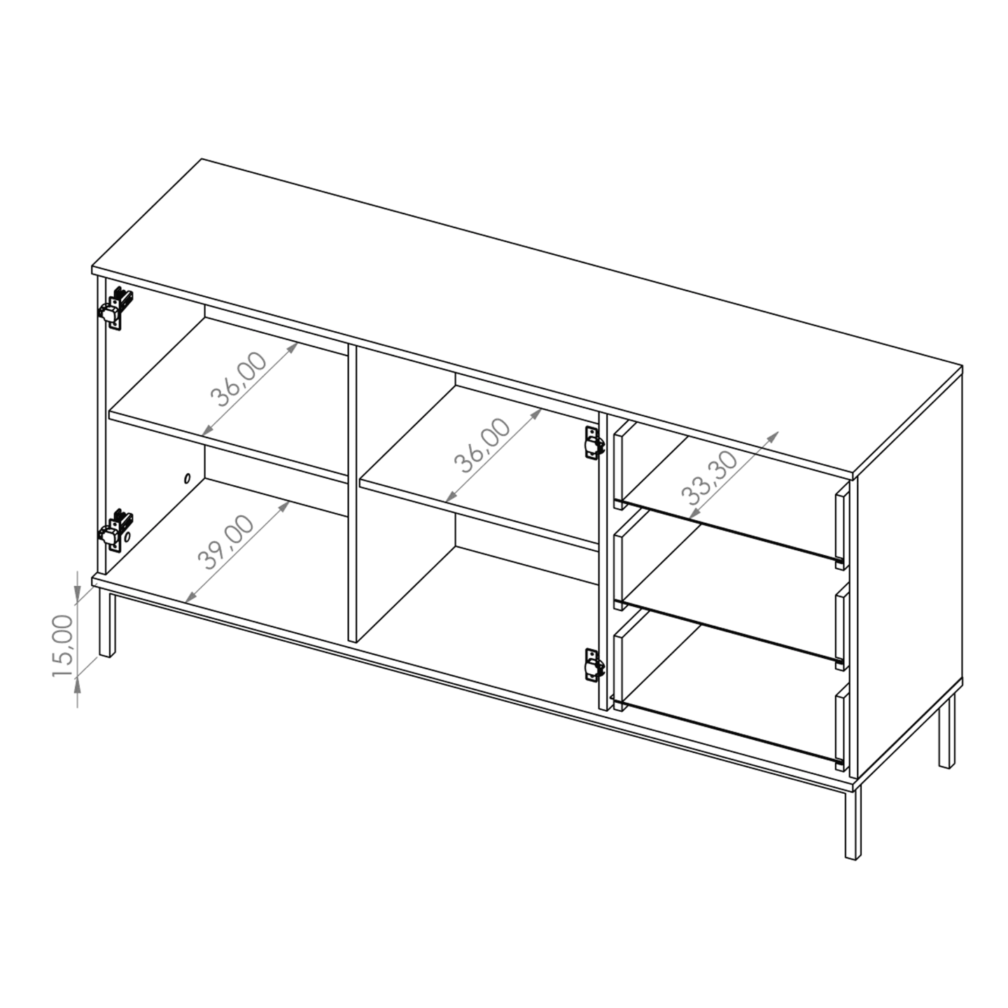 Komoda Amber 150 cm Czarna