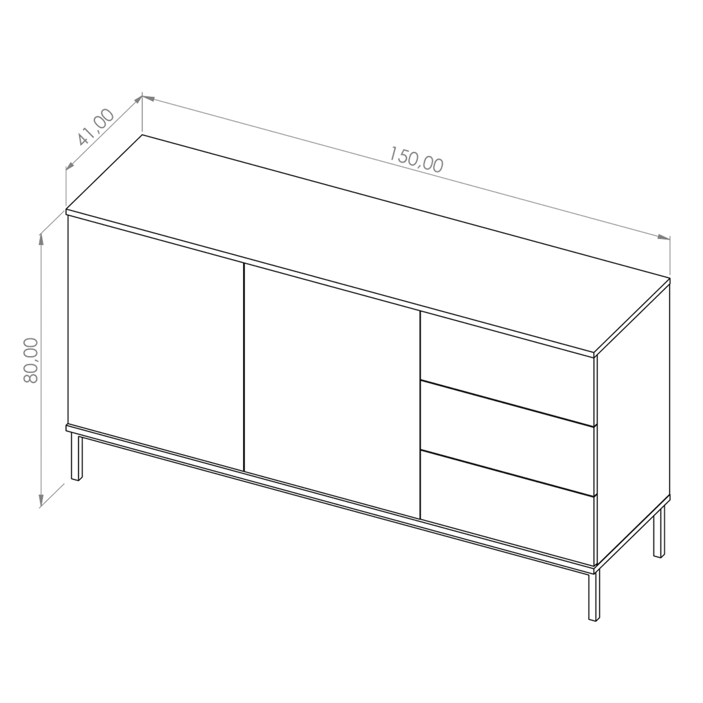 Komoda Amber 150 cm Dąb hikora + czarny stelaż