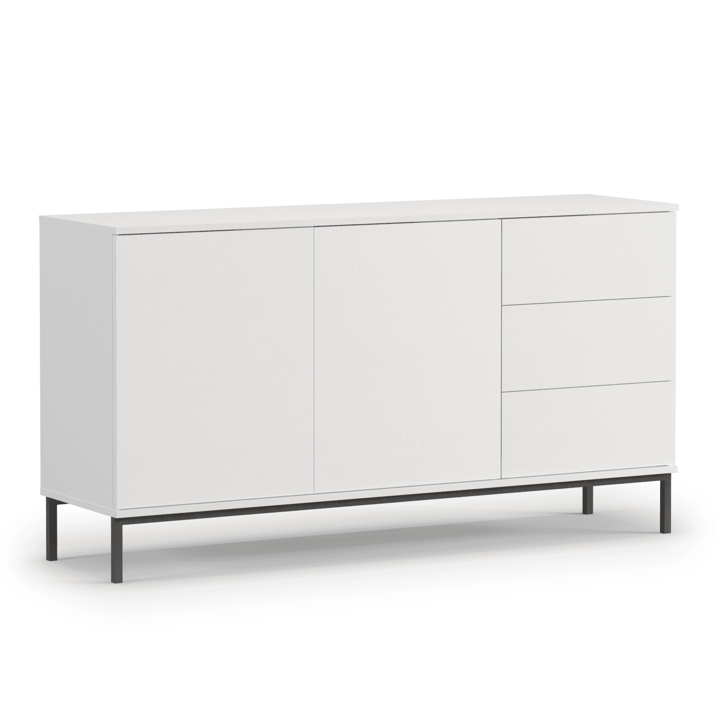 Komoda Amber 150 cm Biała + czarny stelaż