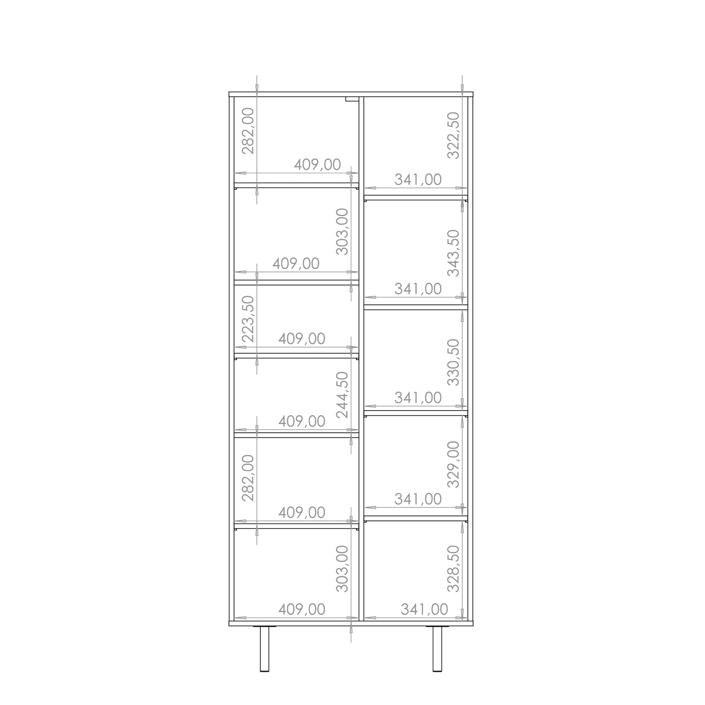 Regał Belio 190 cm Kaszmir + złote nogi