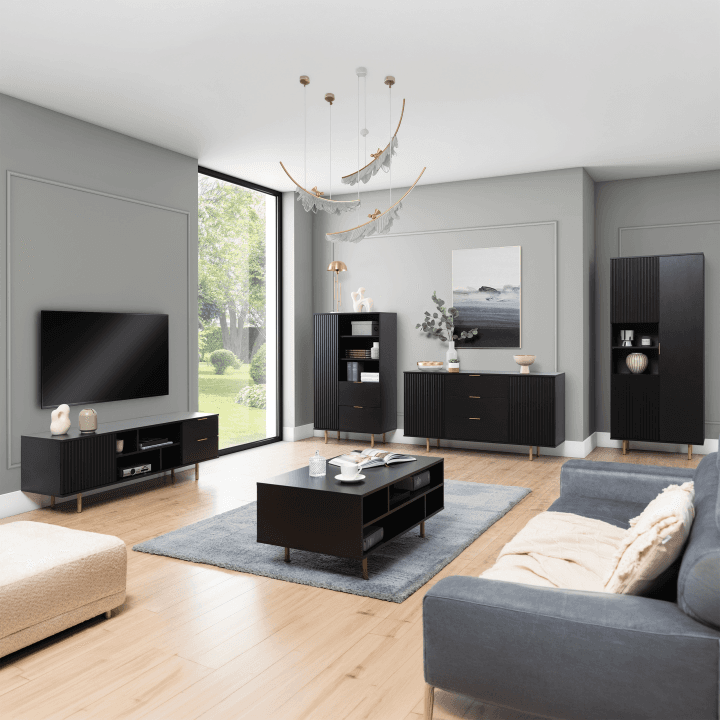 Stolik kawowy Belio 100 cm Czarny + złote nogi - zdjęcie 2